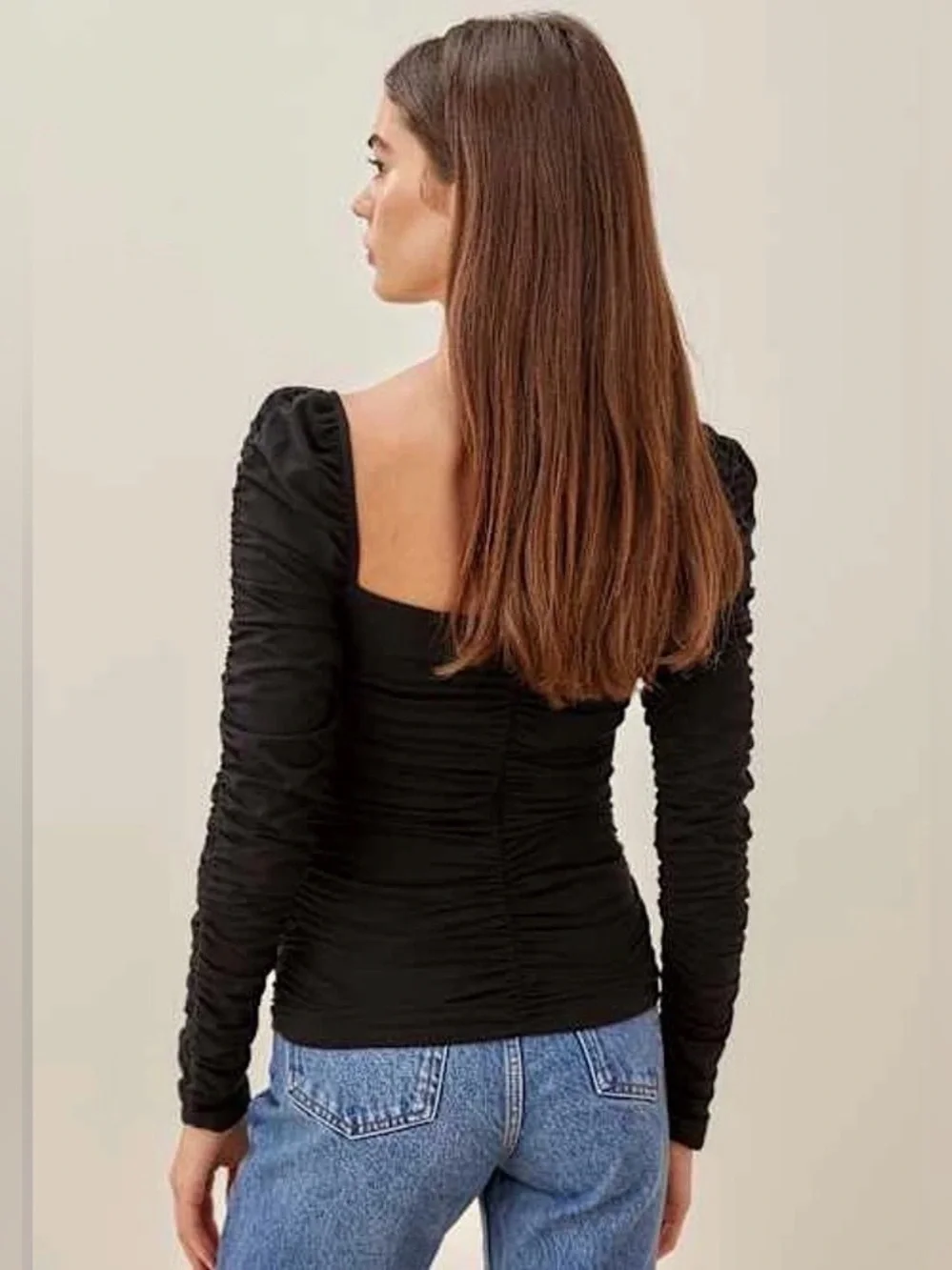 Reformation Esra Knit Top Black Sweetheart Neckline , Small